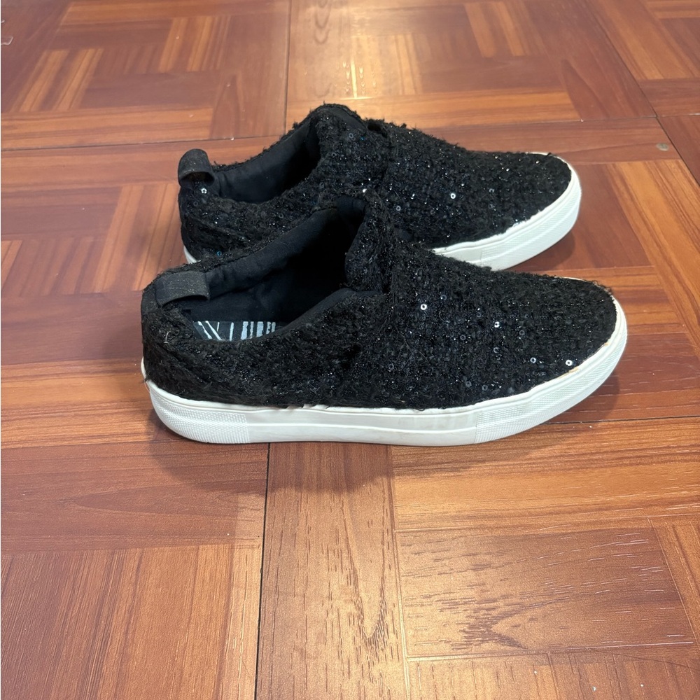 Black Sequin Kids Slip-On Shoes